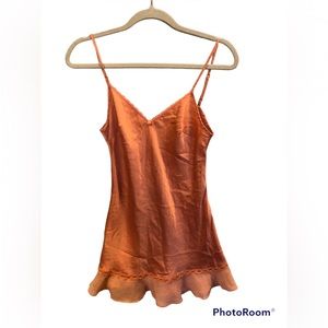 Victorias Secret Silk Vibrant Coral Chemise  Size Small